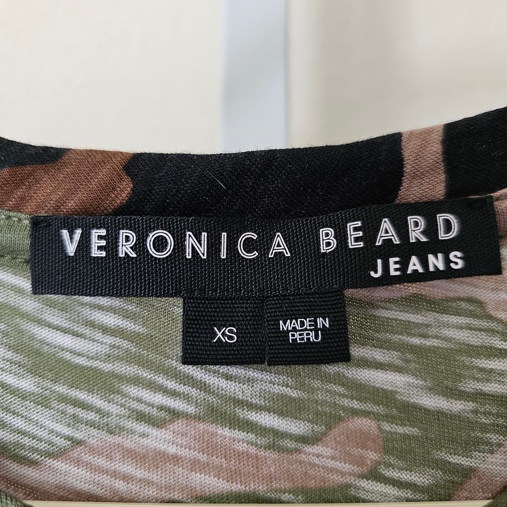 VERONICA BEARD Porter Camouflage Print Puff Long Sleeve Pullover Top Sz XS - Picture 3 of 12